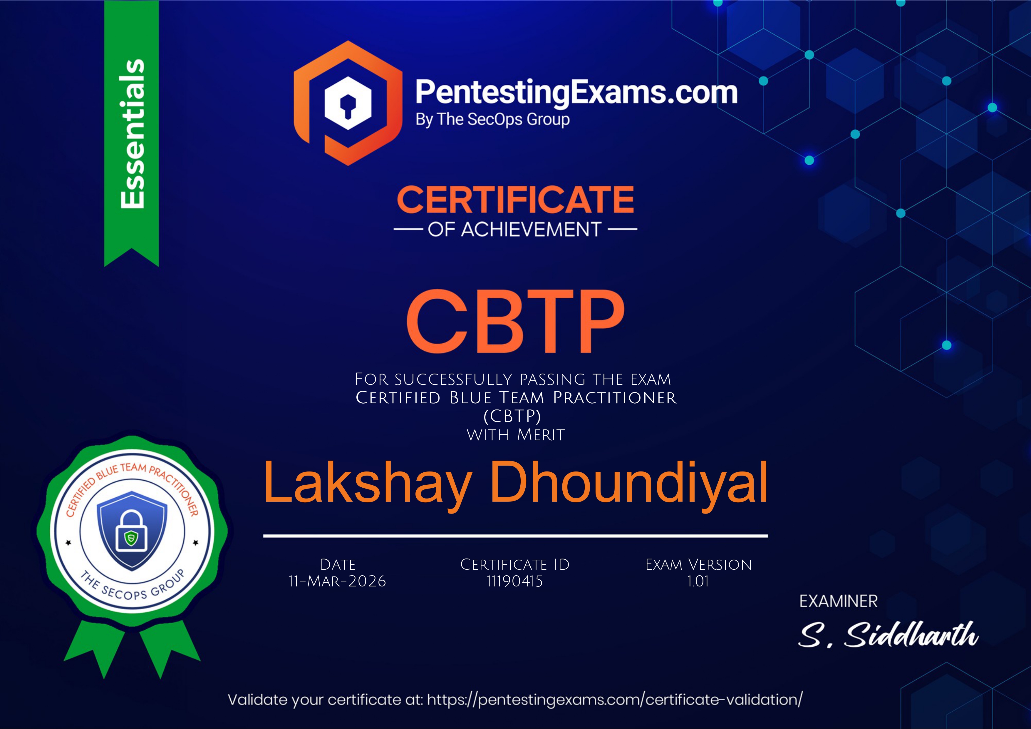 Certified Blue Team Practitioner (CBTP) with Merit preview
